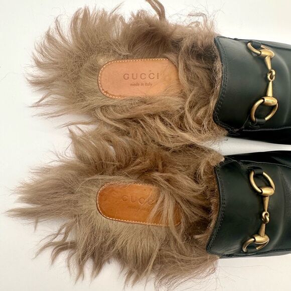 Gucci Princetown Fur Mule Black Horsebit SlipperShearling Loafer Flats EU37 US7 - Picture 3 of 10